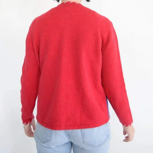 Vintage Tiara International Christmas Collection Red Knit NOEL Cardi Sweater S - Picture 3 of 11